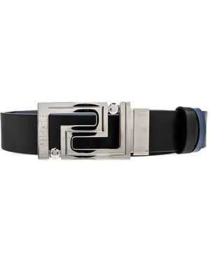 Versace Logo-Engraved Reversible Belt - White