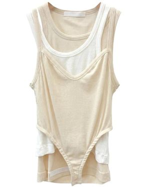 ALAINPAUL Ribbed Layered-Effect Tank Top - White