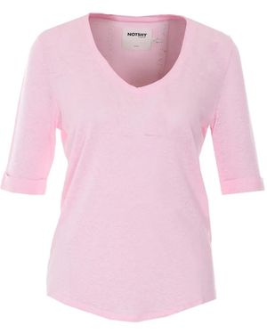 Not Shy Camiseta Romana Con Cuello En V - Rosa