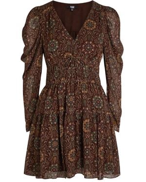PAIGE Aries V-Neck Mini Dress - Brown