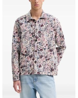 Les Deux Hugh Floral-Print Jacket - Gray