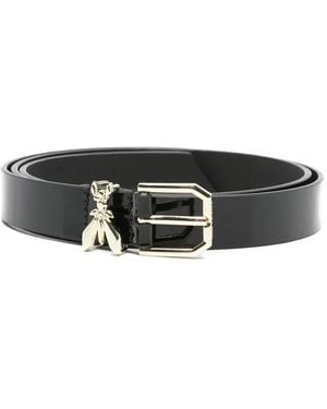 Patrizia Pepe Insect-Buckle Patent Leather Belt - Black