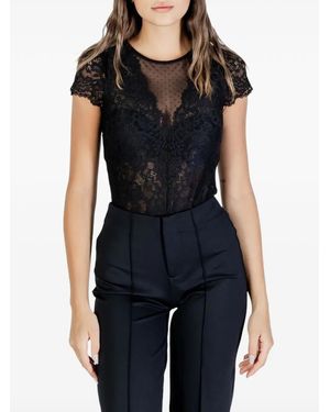 Morgan Lace-Panelled Bodysuit - Black