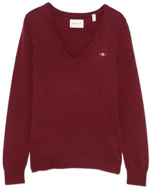 GANT Jersey con cuello en V - Rojo
