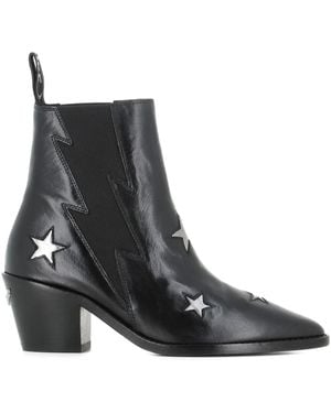 Zadig & Voltaire 60Mm Tyler Stars Leather Boots - Black