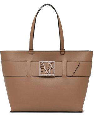 ARMANI EXCHANGE Sac Cabas À Logo - Natural