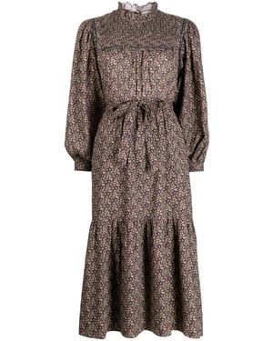 Bonpoint Vestido midi con estampado floral - Marrón