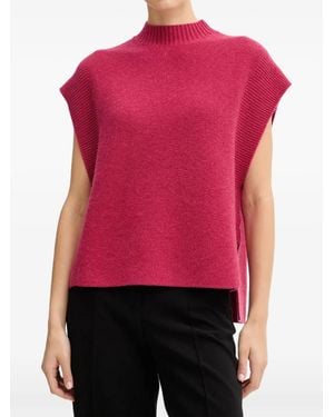 Benetton Ribbed High-Neck Vest - Red