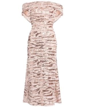 Elie Saab Sequin-Embellished Ruffled Midi Dress - Pink