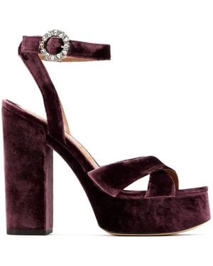 Sam Edelman Savannah Glow Crystal-Buckle Velvet Sandals - Purple