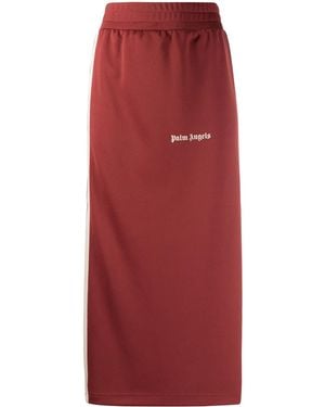 Palm Angels Side-Stripe Logo-Pint Skirt - Red