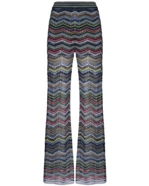 Missoni Chevron Palazzo Pants With Sequins - Blue