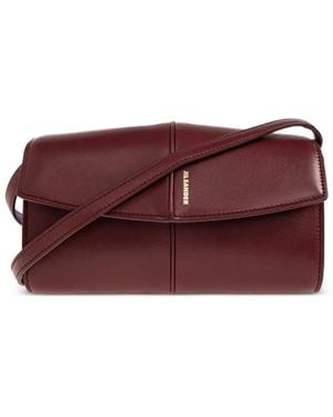 Jil Sander Logo-Print Leather Shoulder Bag - Purple