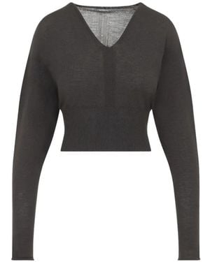 Rick Owens V-Neck Cropped Jumper - Black