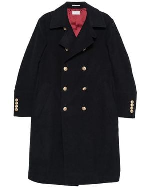 Brunello Cucinelli Double-Breasted Crest-Button Coat - Blue