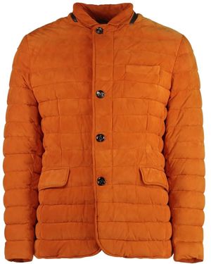 Moorer Veste Matelassée Zavyer En Cuir - Orange