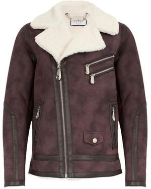 Philipp Plein Zip-Up Biker Jacket - Brown