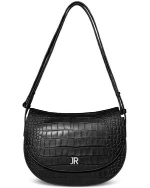 John Richmond Croc-Effect Shoulder Bag - Black
