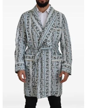 Dolce & Gabbana Floral-Print Cotton Robe - Gray
