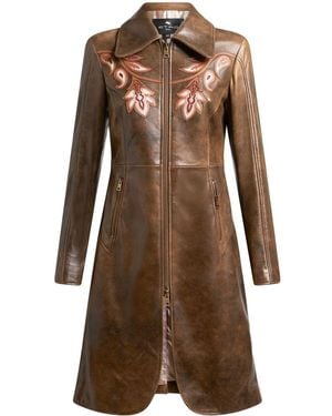 Etro Leather Coat - Brown