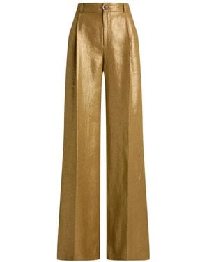 Ralph Lauren Foiled Linen Palazzo Trousers - Natural