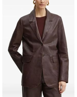 forte_forte Leather Single-Breasted Blazer - Brown