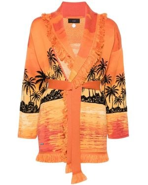 Alanui Cardigan en jacquard de laine et soie - Orange