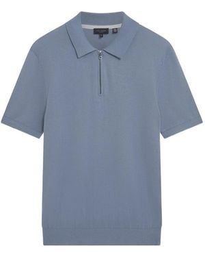 Ted Baker Givrans Zip-Up Polo Shirt - Blue