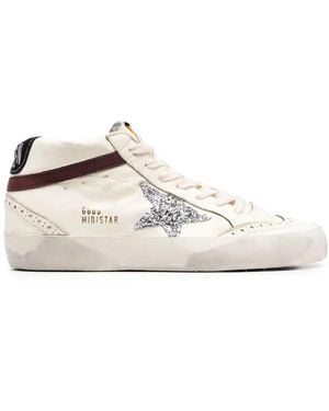 Golden Goose Mid Star Nappa Leather Upper Glitter Star Suede Heel Nabuk Wave - White
