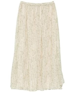 Max & Moi Printed Crinkled Mid Skirt - Natural