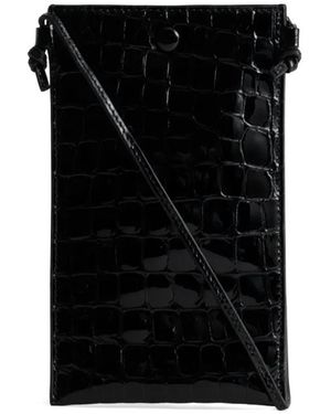 Yu Mei Luci Crocodile-Embossed Leather Crossbody Bag - Black