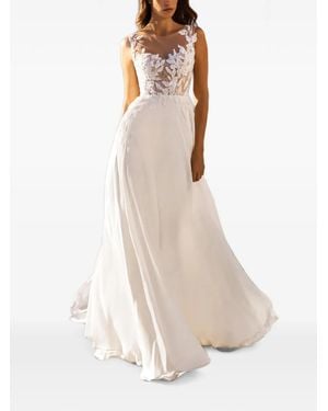 PRONOVIAS THE PARTY EDIT Robe À Manches Cape Et Dentelle Appliquée - White