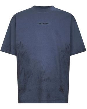 Balenciaga T-Shirt mit Logo-Print - Blau