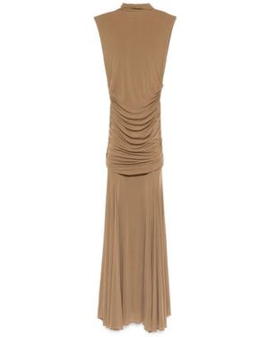 Magda Butrym High-Neck Draped Maxi Dress - Natural