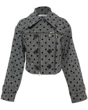 ROKH Double-Breasted Polka Dot Jacket - Black