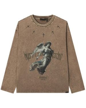 FIVE CM Graphic-Print Long-Sleeve T-Shirt - Brown