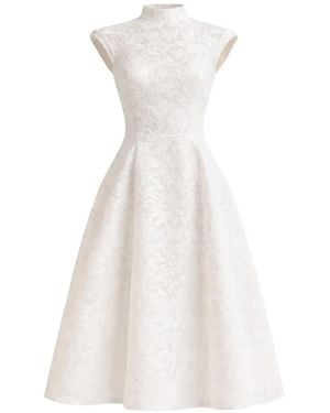 Gemy Maalouf Robe En Dentelle À Col Montant - White