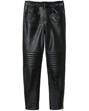 Twinset Fairfax Leather Biker Pants - Gray
