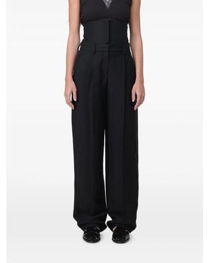 Brunello Cucinelli Wide-Leg Pleated Pants - Black