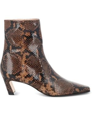 Stuart Weitzman Snakeskin Heeled Boots - Brown
