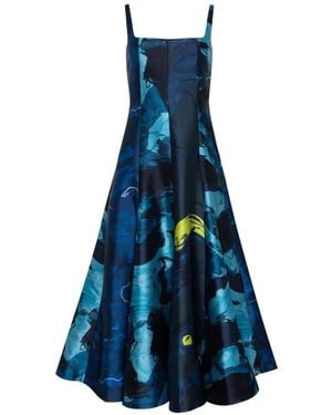 ROKSANDA Zelia Abstract-Print Sleeveless Midi Dress - Blue