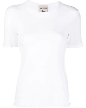Semicouture Lettuce-Hem Short-Sleeve T-Shirt - White