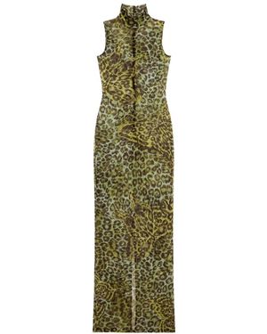 Blumarine Animal-Print Maxi Dress - Green
