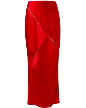 Alejandra Alonso Rojas Bias Silk Skirt - Red