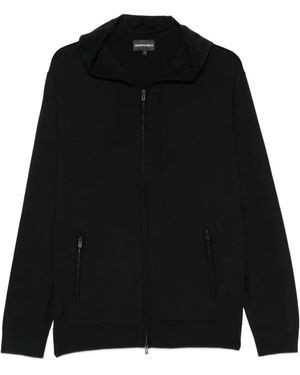 Emporio Armani Zip-Up Virgin-Wool Jumper - Black