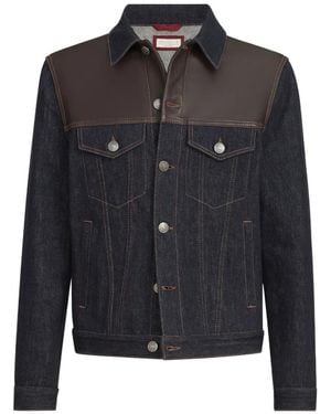 Brunello Cucinelli Panelled No-Fade Denim Four-Pocket Jacket - Black