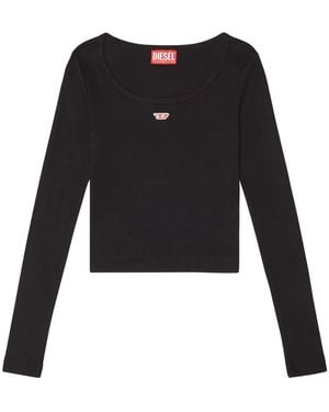 DIESEL 'T-Ballet-D' Long-Sleeve Top With Embroidered 'D' Patch - Black