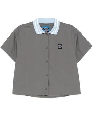 SPORT b. by agnès b. Logo-Patched Cropped Shirt - Grey