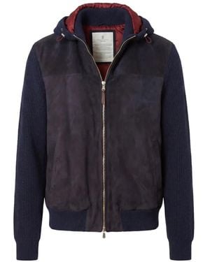 Brunello Cucinelli Jack Met Suède Vlakken En Capuchon - Blauw