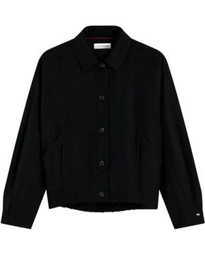 Tommy Hilfiger Elasticated-Hem Button-Up Jacket - Black